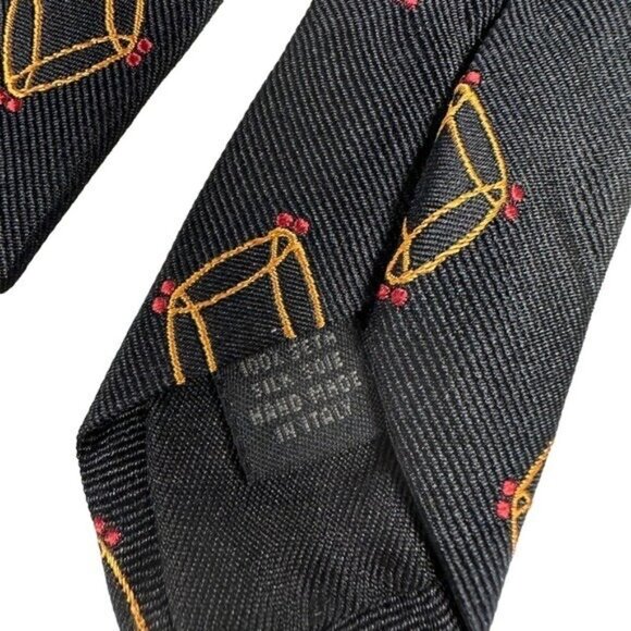Neiman Marcus Men's Black Abstract Italian Silk Neck Tie 58.5" Long Retro NWT - Picture 6 of 7